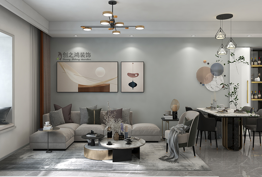 中駿宸景灣112㎡現代簡約風格裝修效果圖！