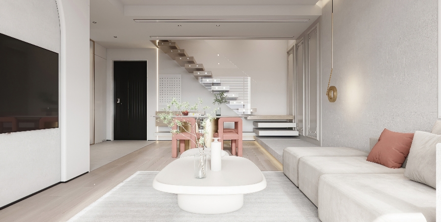 金地藝墅家142㎡現(xiàn)代極簡風格躍層裝修案例