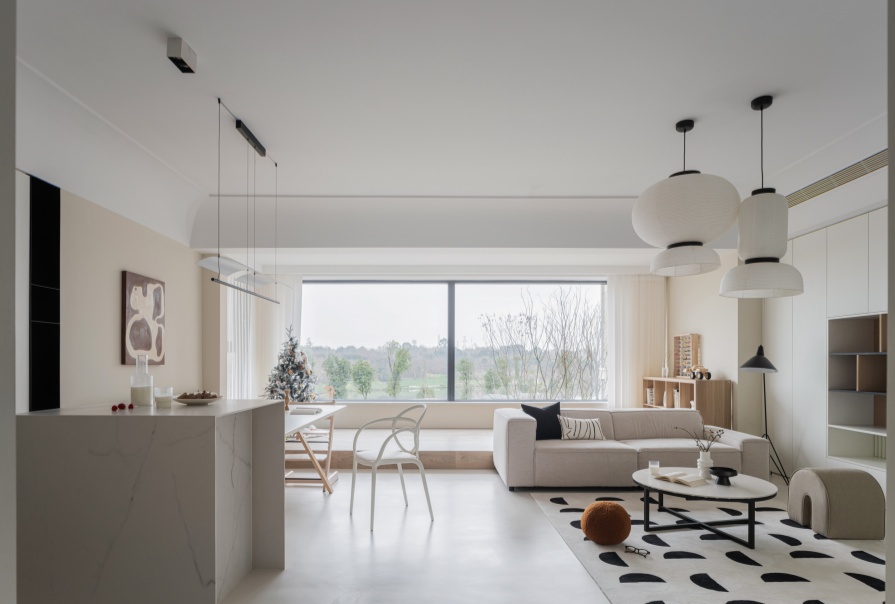 花語尚東125㎡奶油風(fēng)格三居室裝修案例