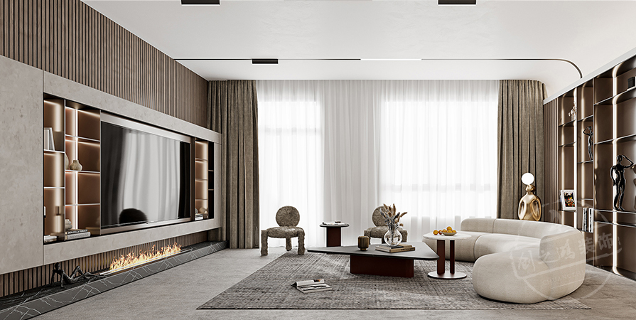 聽湖小鎮(zhèn)110㎡意式輕奢風(fēng)格別墅裝修案例