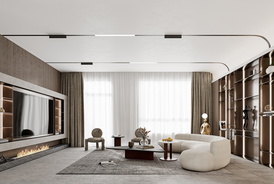 聽湖小鎮(zhèn)110㎡意式輕奢風(fēng)格別墅裝修案例